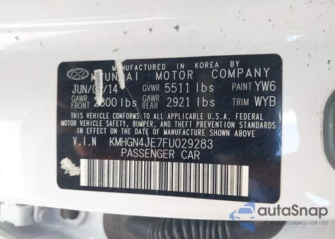 2015 Hyundai Genesis 3.8 из США, поврежденный, VIN KMHGN4JE7FU029283